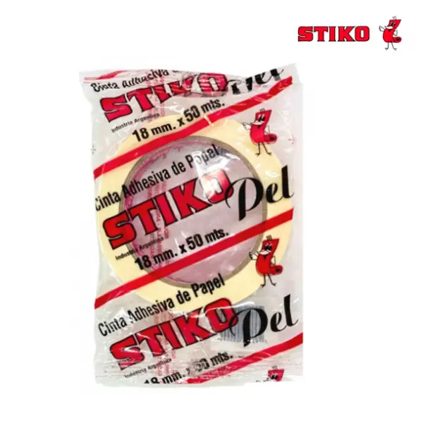 CINTA ADHESIVA ENMASCARAR STIKO PEL       18mm.x50m.        