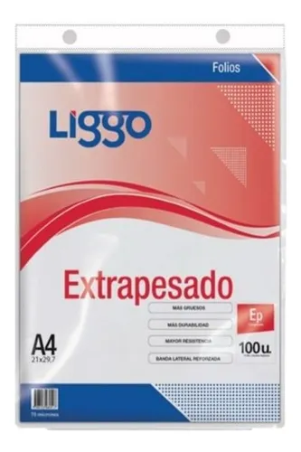 FOLIO POLIPROPILENO LIGGO 70m.  A4  100u.                   