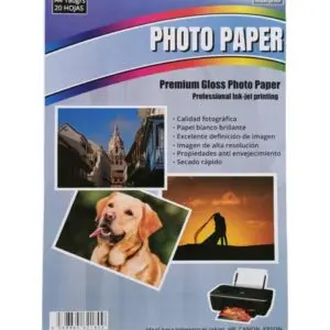 PAPEL GLOSSY PHOTO PAPER A4  180g. 20hjs.                   